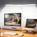 LED Desk Lamp for Office Home, 3 Light Bar Adjustable Desk Light with Clamp - color: White
