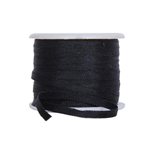 Threadart Black 2mm 100% Pure Silk Ribbon - Single Spool - color: Black, size: 2MM