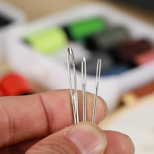 YKLbpd Large Eye Blunt Needles,15 Pieces Stainless Steel darning Needles for Yarn，Yarn Knitting Needles, Knitting and Crochet Supplies