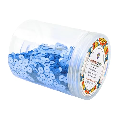 Mandala Crafts 6mm Flat Round Light Blue Sequins for Sewing Embroidery - color: Light Blue, size: 6mm Flat Sequins