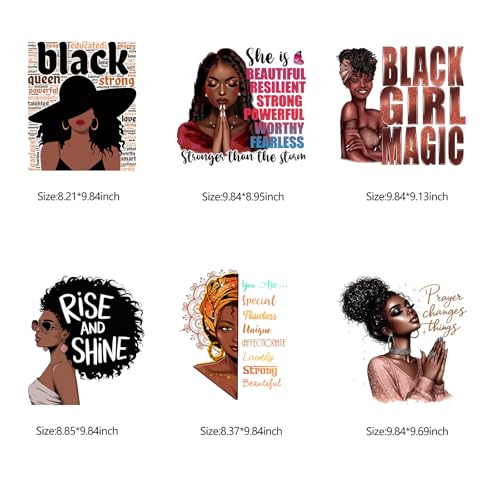 6PCS Vibrant Empowerment Cultural Black Women Iron On Transfer Patches - style: BWG005