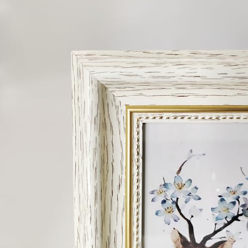Picture Frames 5x7 White (Cream Color) Photo Frame. Frames 7x9.Front opening 4.8x6.8. Darker Blue & Gold.Plastic Panel(not Glass).Peel Off The Panel's Film,Words on the Film Affect the Use. - color: White, size: 5x7