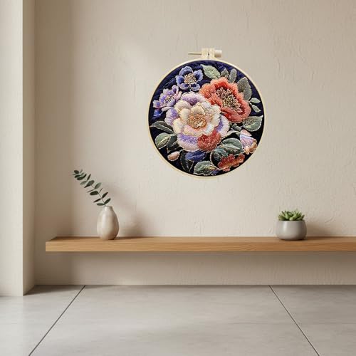 ARTopet Embroidery Kit for Beginners Cross Stitch Kits Needlepoint Set Colorful Flowers Patterns Embroidery Thread Kit for Craft Lover Hand Stitch with Hoop Threads Fabric-Flowers04 - color: Flowers04