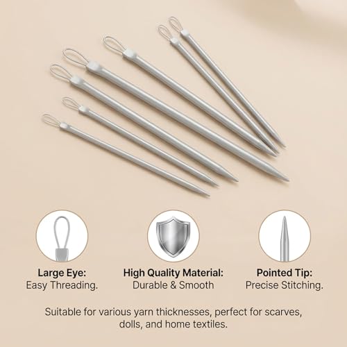 TIESOME 9 PCS Yarn Needle, 3 Sizes Nylon Thread Rope Threader Large Eye Tapestry Needle Weave Knitting Needles Yarn Sewing Needles for Hand Crafts Sewing Knitting Crochet