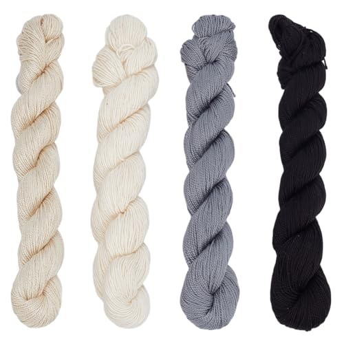 FREEBLOSS 4 Pcs Sashiko Thread in 4 Colors Sashiko Skein 4 * 100 M Pure Cotton Embroidery Thread Japanese Sashiko Threads Basic Colors Quilting & Embroidery Floss Supplies - color: Gray