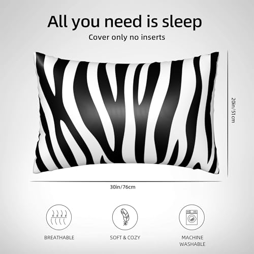 Satin Pillowcase for Hair and Skin Black and White Zebra Stripe Super Soft and Cooling Similar to Silk Pillow Case 1 Pack with Hidden Zipper Silky Soft Zippered Satin Pillowcase20 x30 - color: Black and White Zebra Stripe