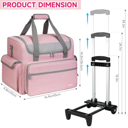Rolling Craft Bag, Large Craft Bag with Wheels for Scrapbook Supplies - color: Pink, size: With Trolley