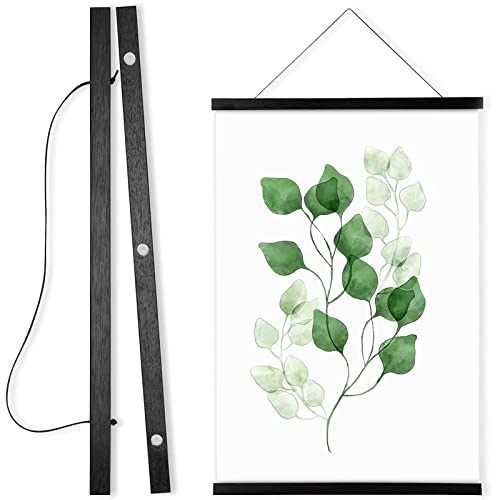 WITCOLOR Magnetic Poster Hanger Frame, 8x10 8x12 8x20 Black Poster Frames Wood Wooden Magnet Hanging Kit for Walls Print Poster Canvas Artwork Diamond Painting - color: Teak Black, size: 8 Inch