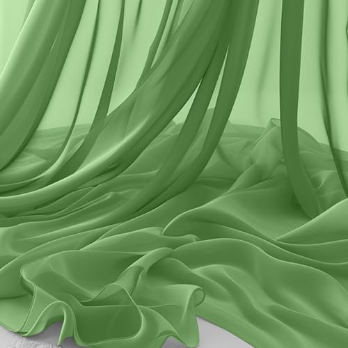 Horbaunal Dusty Sage Chiffon Fabric by The Yard, 1 Yard Precut Sheer Fabric - color: Dusty Sage, size: 1 Yard
