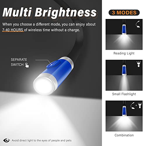 Vekkia Rechargeable LED Neck Book Light for Reading in Bed - color: Blue