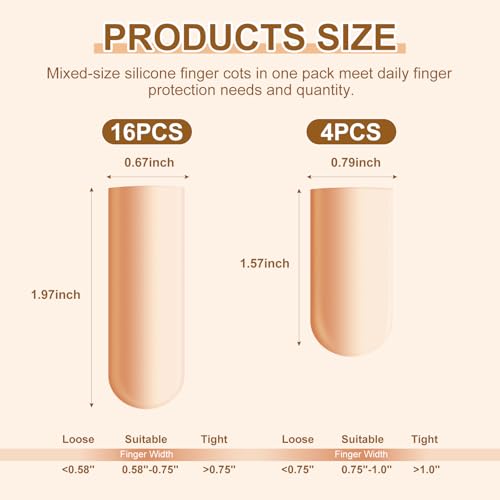 20 Pcs Gel Finger Cots, Reusable Silicone Thumb & Finger Protectors