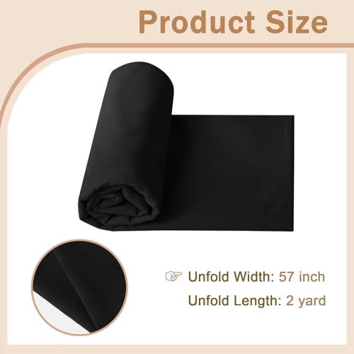 Cotton Polyester Broadcloth Fabric 57" Wide by The Yard Soft, Lightweight & Breathable Material for Sewing, Lining, Curtains, Bedding & DIY Projects (Black, 2 Yard) - color: Black, size: 2 Yards Pre Cut