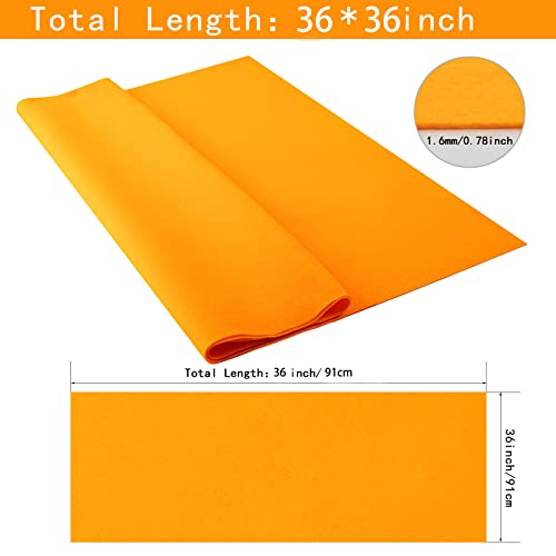 HaoFeijh Felt Fabric 36 * 36 Inch Wide 1.6mm,Fabric Sheets Soft Woven Acrylic Craft Fabric for DIY Craftwork Sewing Patchwork,Craft Felt - color: Orange, size: 1