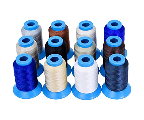 Mandala Crafts Size 92 280D T90 12 Neutral Bonded Nylon Thread, 2400 YDs - color: 12 Neutral Colors, size: T90 #92 280D/3 2400 Yards