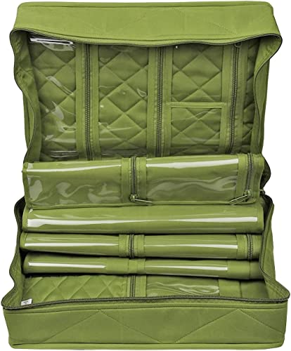 Yazzii Quilter’s Project Bag with 19 Pockets - Portable Storage Craft Bag Organizer - Multipurpose Storage Organizer for Quilting, Patchwork, Embroidery, Needlework Green - color: Green