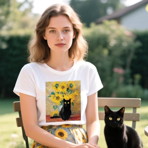 Dazoratix Cat Iron on Transfers - 20 Sheets Black Starry Night DTF Ready to Press for T Shirts Heat Patches Vinyl Stickers Decals for Clothing Clothes Pillow Bags Hats Appliques DIY Crafts Decorations - style: Cat