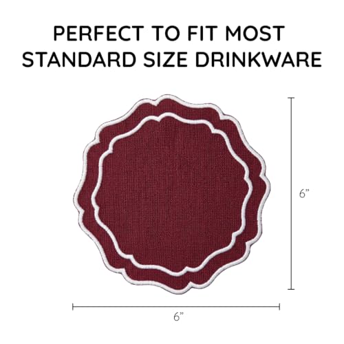 Linen Coasters for Drinks, Set of 6, 6 inch, Cinnabar - color: 1270 - Cinnabar, size: 6 inches