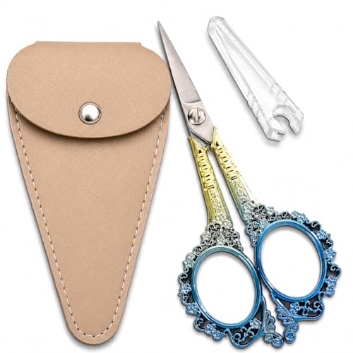 Sewing Embroidery Scissors, Sharp Thread Shears with Cover - color: Blue