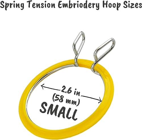 Nurge Metal Embroidery Hoops - Premium Spring Tension Embroidery Hoop for Cross Stitch - Durable Ring with Quick Release Safety Clip - Ideal for Crafters,Beginners & Professionals - Yellow - Small - color: Yellow, size: Small