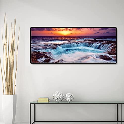 JATOK Diamond Painting Kit for Adults, Sunset Waterfall, 35.5 x 15.7 in - color: Yellow