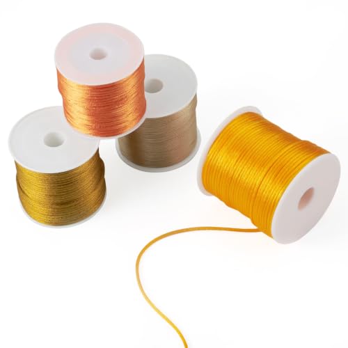 Elecrelive 64 Yards 1.5mm Nylon Rattail Satin Cords Gold Bracelet String - color: Goldenrod