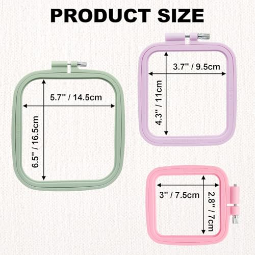Marvexi 3Pcs Square Plastic Embroidery Hoops - size: 3Pcs
