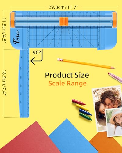 Firbon A5 Paper Cutter, Small Straight Paper Trimmer with Side Ruler - color: A5-blue