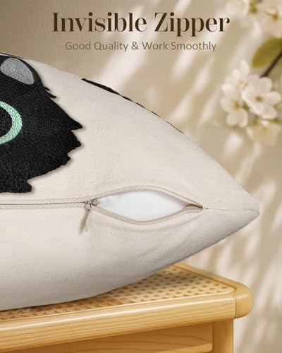 Embroidered Throw Pillow Cover 18x18 Inch, Cat Bone - color: Cat Bone, size: 18" x 18" (Pack of 1)