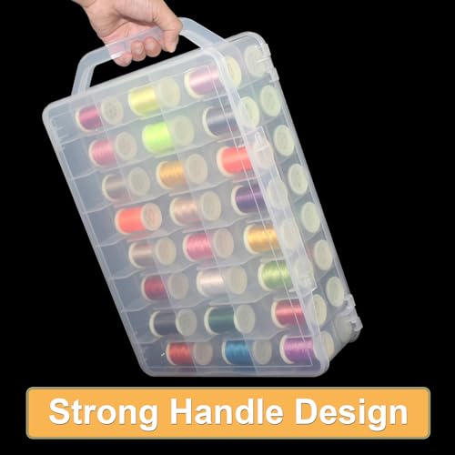 Double-Sided Storage Organizer 46 Grids Sewing Organizer Portable Thread Storage Box Clear Plastic Organizer Box for Embroidery and Sewing Threads, Beads, Small Crafts
