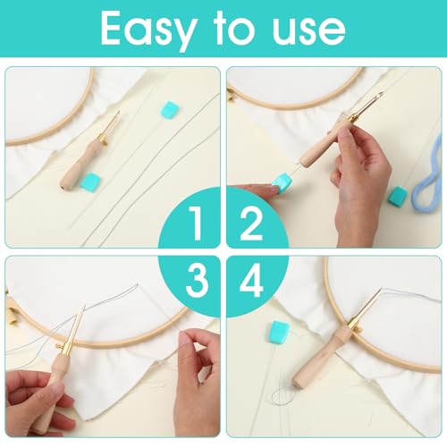10 PCS Long Punch Needle Threader, Floss Needle Threaders for Embroidery Cross Stitch Sewing DIY Crafts