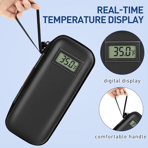 Medineed Temperature Display Insulin Travel Case, 2PCS Ice Packs, Black - color: Black
