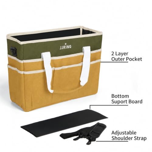 JJRING Craft Organizer Tote Bag Large Art Storage Caddy Dark Green&Brown - color: Dark Green&Brown, size: Large