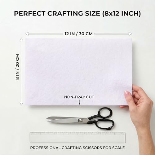 White Felt Fabric Sheets Stiff 20 Pcs 8" X 12" 1mm Thick - color: White