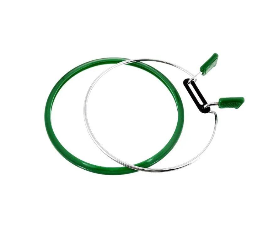 Nurge Metal Embroidery Hoops - Premium Spring Tension Embroidery Hoop for Cross Stitch - Durable Ring with Quick Release Safety Clip - Ideal for Crafters,Beginners & Professionals - Green - Medium - color: Green, size: Medium