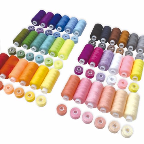 72Pcs Bobbins Sewing Threads Kit, 36 Colors Spools 360Yards per Polyester Thread, 36 Colors Prewound Bobbin with Case for Hand Machine Sewing
