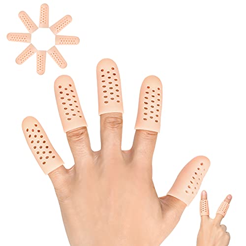 Pnrskter Gel Finger Cots, Finger Protector Support (14 PCS, Breathable) - color: Beige (Breathable)