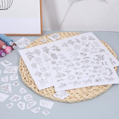 122 Pcs Embroidery Patterns Water Soluble Stick and Stitch Embroider Paper Wash Away Embroidery Stabilizers Tear Away Patterns Water Soluble Stabilizer for Hand Sewing Lover
