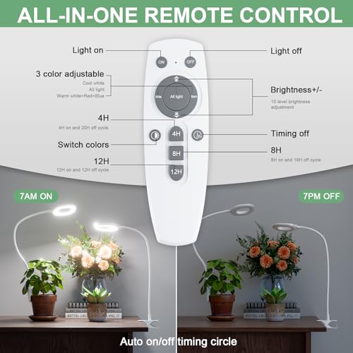 Full Spectrum Clip On LED Grow Lights for Indoor Plants, 5W, 1-Pack, White