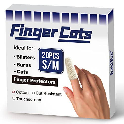 Evridwear 20PCS Cotton Finger Cots for Eczema, Cracked Skin, Calluses - size: 20 Count (Pack of 1)