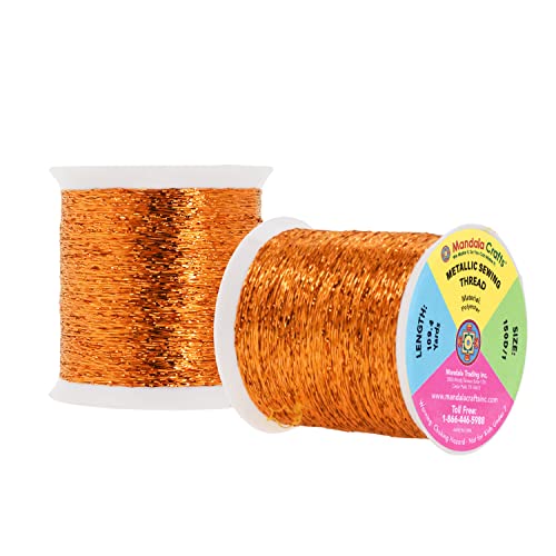 Mandala Crafts Metallic Dark Orange Embroidery Floss for Sewing, 218 Yds - color: Dark Orange, size: 200M 218 Yards
