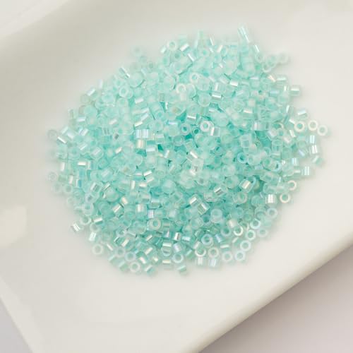 John Bead 25g Cylin Beads Turquoise Glow in Dark AB 11/0 Glass Cylindrical Seed Beads for Jewelry Bracelets Necklaces Earrings Making Embroidery - color: Turquoise Glow in Dark AB