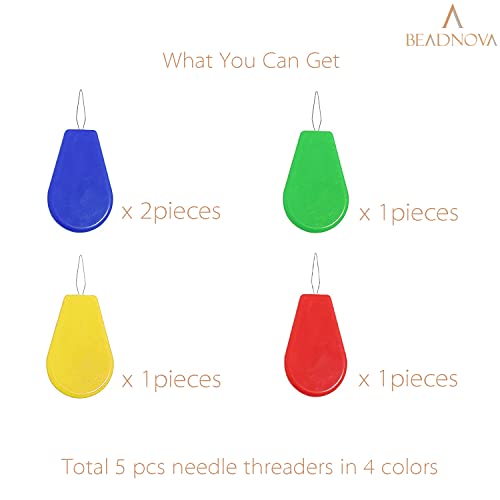 BEADNOVA Embroidery Needle Threader Tool 5pcs Plastic Wire Loop Sewing Machine Needle Threader for Hand Sewing Cross Stitch Craft Knitting Quilting (5pcs, Mix Colors) - color: 5pcs