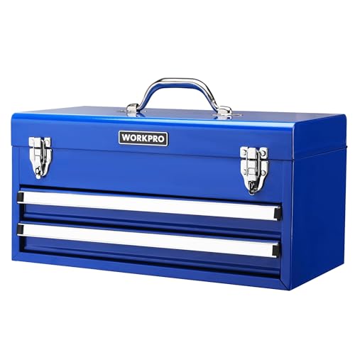 WORKPRO 18-Inch Tool Box with 2 Drawers & Top Storage - color: Blue, size: 18 Inch