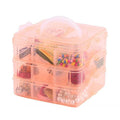 Kamay's Medium 3 Tier Stackable Adjustable Compartment Slot Bead Craft Jewellery Tool Storage Organiser Snap-lock Tray Container, with 18 Compartments, Container Box Orange - style: Medium 3 Tier 18 Compartments Orange