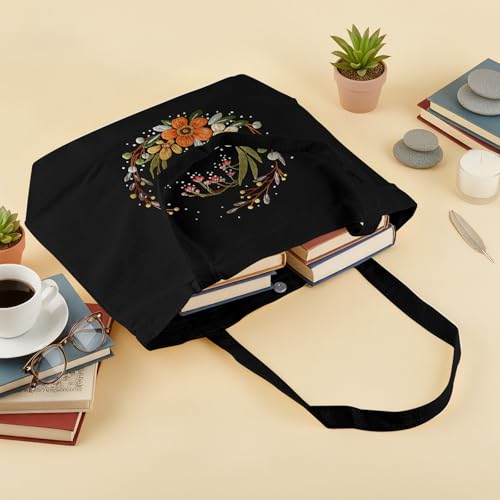 ERKOON Canvas Tote Bag Embroidery Kit for Beginners, Floral Arts Crafts Cross Stitch Kits for Adults Including Stamped Embroidery Bag with Hoops, Needle, Instruction and Color Threads (Flower) - color: Flower