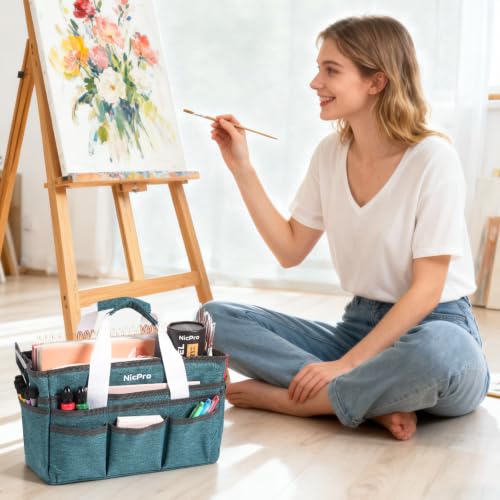 Nicpro Craft Art Bag, Art Tote Bag with Multiple Pockets for Supply Storage - size: Small