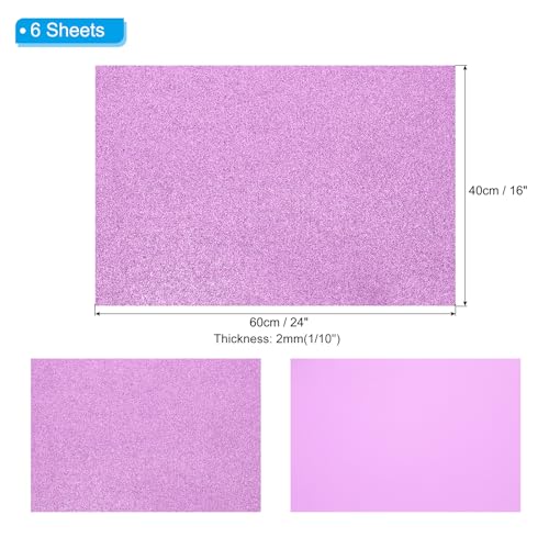 PATIKIL 2mm(1/10") Thick Non Adhesive Glitter Foam Sheet 16x24inch(40x60cm) Dark Purple, EVA Shiny Foam Board for Craft, 6 Pcs - color: Dark Purple