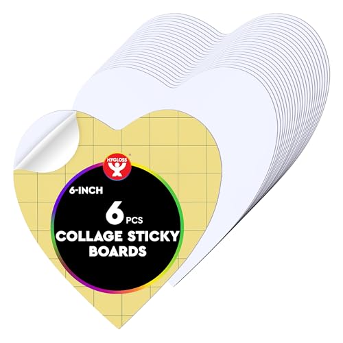 Hygloss Sticky Heart Craft Boards - 6 Pack 6-Inch Self Stick Collage Boards for Kids - Peel & Stick Mounting Boards for Art Projects, School Crafts, Classrooms, and DIY Displays - size: 6-Pcs, style: Heart 6"