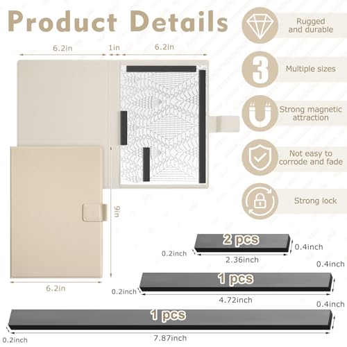Flutesan 1 Pcs Knitting Pattern Holder, Fold up Cross Stitch Knitting Chart Keeper with Replacement Magnets, Magnetic Cross Stitch Accessories (Folded Size 6.1 x 9 Inch,Beige) - color: Beige, size: Folded Size 6.1 x 9 Inch