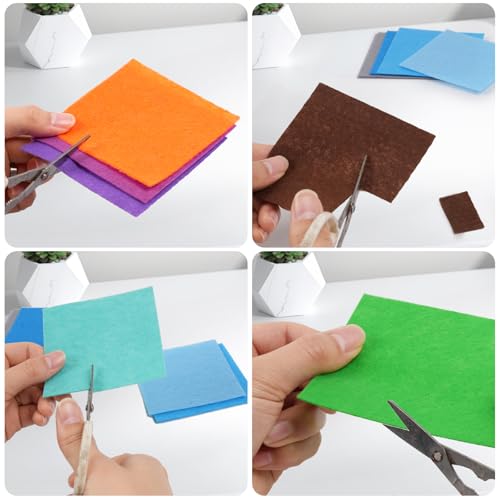 42 pcs Felt Fabric Sheet 4"x4" Assorted Color DIY Craft Squares Nonwoven 1mm Thick